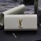 Saint Laurent Kate Clutch In Grain De Poudre Leather White/Gold