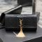 Saint Laurent Kate Tassel Clutch In Crocodile Embossed Leather Black/Gold