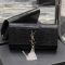 Saint Laurent Kate Tassel Clutch In Crocodile Embossed Leather Black/Silver