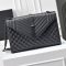 Saint Laurent Large Envelope Flap Bag In Quilted Grain De Poudre Embossed Leather Black