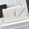 Saint Laurent Large Envelope Flap Bag In Quilted Grain De Poudre Embossed Leather White/Gold