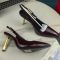 Saint Laurent Lee Slingback Pumps Women Patent Leather Burgundy/Gold
