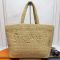 Saint Laurent Logo Signature Tote In Raffia Beige