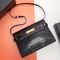 Saint Laurent Manhattan Shoulder Bag In Shiny Crocodile Embossed Leather Black/Gold