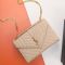 Saint Laurent Medium Envelope Flap Bag In Quilted Grain De Poudre Embossed Leather Apricot/Gold