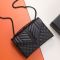 Saint Laurent Medium Envelope Flap Bag In Quilted Grain De Poudre Embossed Leather Black
