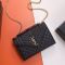 Saint Laurent Medium Envelope Flap Bag In Quilted Grain De Poudre Embossed Leather Black/Gold