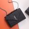 Saint Laurent Medium Envelope Flap Bag In Quilted Grain De Poudre Embossed Leather Black/Silver