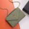 Saint Laurent Medium Envelope Flap Bag In Quilted Grain De Poudre Embossed Leather Green/Gold