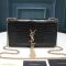 Saint Laurent Medium Kate Tassel Bag In Crocodile Embossed Shiny Leather Black/Gold