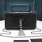 Saint Laurent Medium Kate Tassel Bag In Crocodile Embossed Shiny Leather Black/Silver