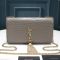 Saint Laurent Medium Kate Tassel Bag In Crocodile Embossed Shiny Leather Grey/Gold