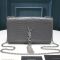 Saint Laurent Medium Kate Tassel Bag In Crocodile Embossed Shiny Leather Grey/Silver
