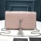 Saint Laurent Medium Kate Tassel Bag In Crocodile Embossed Shiny Leather Pink/Silver
