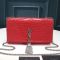 Saint Laurent Medium Kate Tassel Bag In Crocodile Embossed Shiny Leather Red/Silver