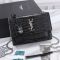 Saint Laurent Medium Sunset Flap Bag In Crocodile Embossed Leather Black/Silver