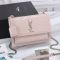 Saint Laurent Medium Sunset Flap Bag In Crocodile Embossed Leather Pink/Silver