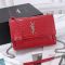 Saint Laurent Medium Sunset Flap Bag In Crocodile Embossed Leather Red/Silver