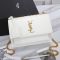 Saint Laurent Medium Sunset Flap Bag In Crocodile Embossed Leather White/Gold