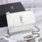Saint Laurent Medium Sunset Flap Bag In Crocodile Embossed Leather White/Silver