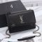 Saint Laurent Medium Sunset Flap Bag In Grained Leather Black/Silver