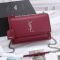Saint Laurent Medium Sunset Flap Bag In Grained Leather Burgundy/Silver