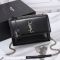 Saint Laurent Medium Sunset Flap Bag In Leather Black/Silver