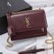 Saint Laurent Medium Sunset Flap Bag In Leather Burgundy/Gold