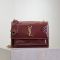 Saint Laurent Medium Sunset Flap Bag In Patent Leather Burgundy/Gold