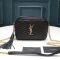 Saint Laurent Mini Lou Camera Bag In Quilted Grain De Poudre Leather Black/Gold