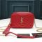 Saint Laurent Mini Lou Camera Bag In Quilted Grain De Poudre Leather Red/Gold