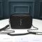Saint Laurent Mini Lou Camera Bag In Quilted Grain De Poudre Leather Black/Silver