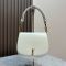 Saint Laurent Mini Voltaire Top Handle Bag In Box Leather White/Gold