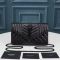 Saint Laurent Monogram Chain Wallet In Mixed Matelasse Grain De Poudre Leather Black