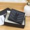 Saint Laurent Cassandre Flap Card Case In Matelasse Grain De Poudre Leather Black