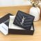 Saint Laurent Cassandre Flap Card Case In Matelasse Grain De Poudre Leather Black/Silver