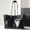 Saint Laurent Niki East/West Shopping Bag In Crinkled Vintage Leather Black/Gold