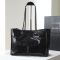 Saint Laurent Niki East/West Shopping Bag In Crinkled Vintage Leather Black/Silver