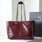 Saint Laurent Niki East/West Shopping Bag In Crinkled Vintage Leather Burgundy/Gold