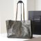 Saint Laurent Niki East/West Shopping Bag In Crinkled Vintage Leather Olive/Gold