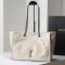 Saint Laurent Niki East/West Shopping Bag In Crinkled Vintage Leather White/Gold