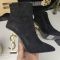 Saint Laurent Opyum Booties Women Suede With Snake Heel Black/Gold