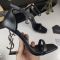 Saint Laurent Opyum Sandals Women Smooth Leather With Bamboo Heel Black/Gold