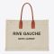 Saint Laurent Rive Gauche Tote In Linen and Leather Beige