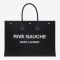 Saint Laurent Rive Gauche Tote In Linen and Leather Black
