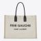 Saint Laurent Rive Gauche Tote In Linen and Leather White