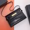 Saint Laurent Small Manhattan Shoulder Bag In Shiny Crocodile Embossed Leather Black/Gold