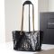 Saint Laurent Small Niki East/West Shopping Bag In Crinkled Vintage Leather Black/Gold
