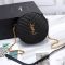 Saint Laurent Vinyle Round Camera Bag In Quilted Grain De Poudre Leather Black/Gold